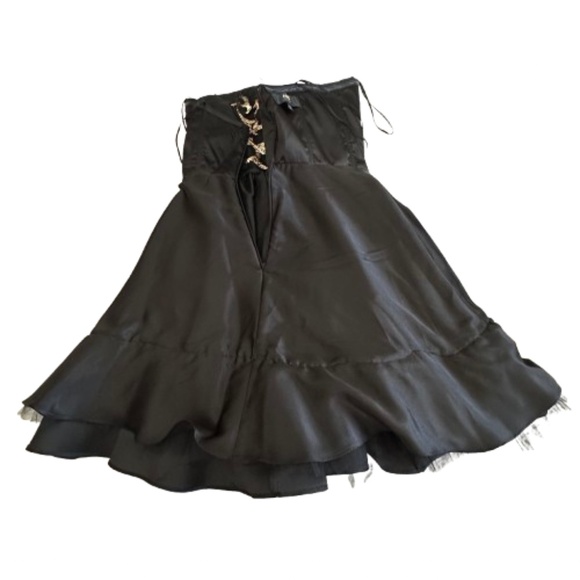 ABS Allen Schwartz Women's Sz. 2 Black & Gold Strapless Mini Prom/Cocktail Dress - Picture 12 of 16